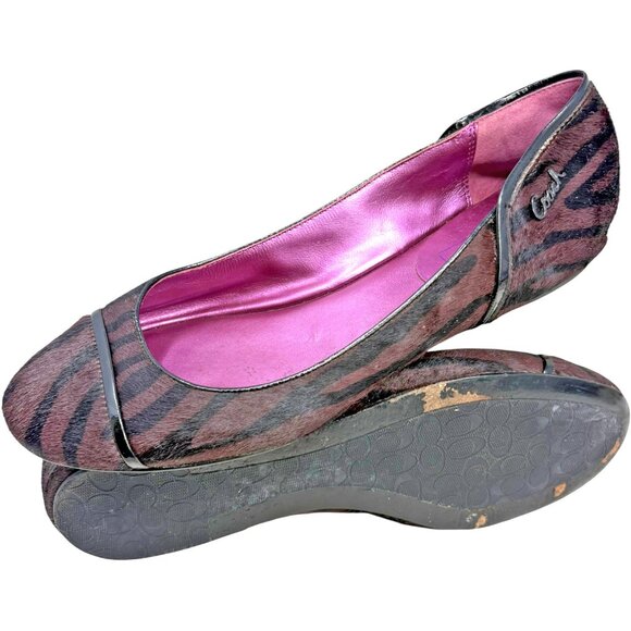 Coach Poppy Randy Animal Print Calf Hair Leather Ballet Flats - Picture 7 of 8